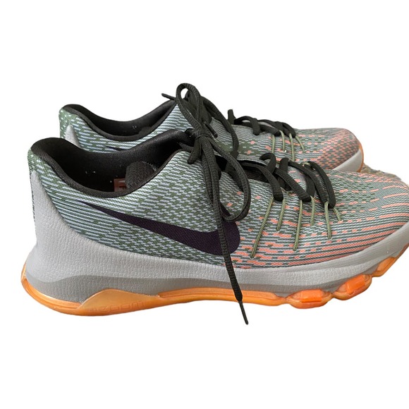 Nike KD 8 Easy Euro Light Grey Orange Lace-Up Basketball Shoes Youth Size 7 - Picture 2 of 7